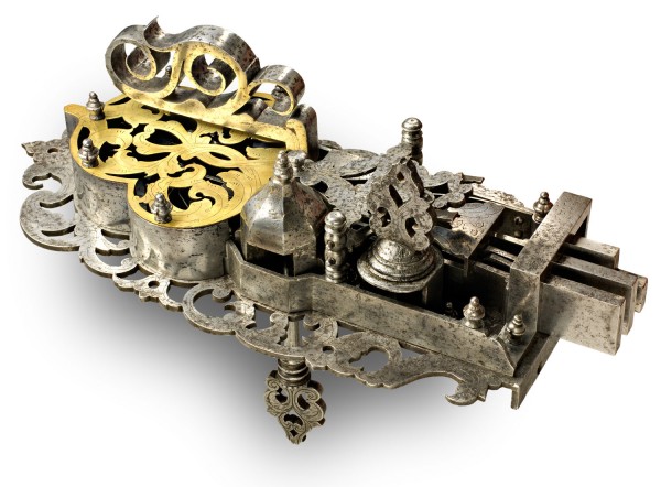 door lock-pierced iron-engraved brass-Germany 17th century