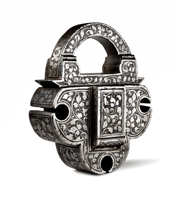 wrought-etched iron padlock-Nuremberg 16th century
